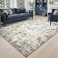 Abstract Area Rug Modern Washable Rug Soft Non Slip Rug Low Pile for Bedroom Living Room Dining Room Brown (Brown Grey Gold / 5' x 7' (Rectangular))