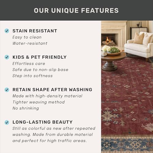 Dark Red 2'6''x10' Wide Hallway Runner Rug (2'6" x 10' (Runner) / Burgundy)
