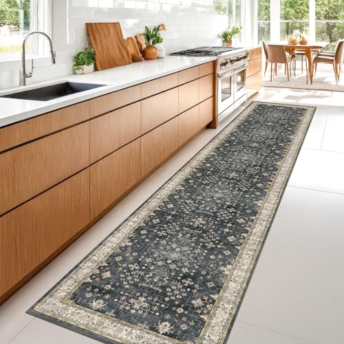 Black Boho Washable 3x12 Extra Long Runner Rug for Hallway (3' x 12' (Runner) / Ashen / Multi)