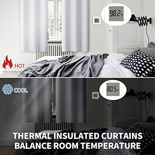 Greyish White Room Darkening Curtains 63 Inch for Bedroom (Greyish White / 46"W x 63"L (Pack of 2))