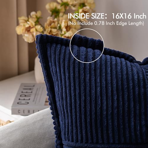 Decorative Throw Pillow Covers for Couch 16x16 Inch Navy Blue 2 Pack (Navy Blue / 16" x 16" (Pack of 2))