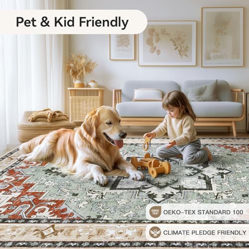 8x10 Area Rugs for Living Room and Bedroom (Beige Orange / 8' x 10' (Rectangular))