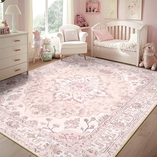 Washable Area Rug (Pink / 5' x 8' (Rectangular))