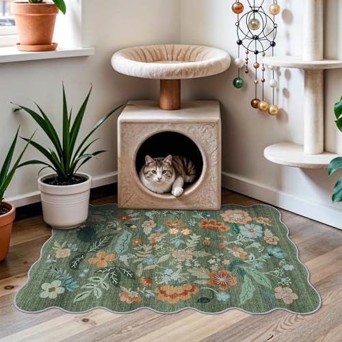 Washable Floral 2x3 Area Rug (2' x 3' (Rectangular) / Green/Floral)