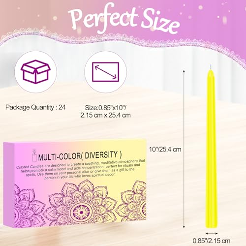 10 Inch Colored Taper Candle Sticks 24 Pack (10 inch Taper Candle-24pcs / Multicolor)