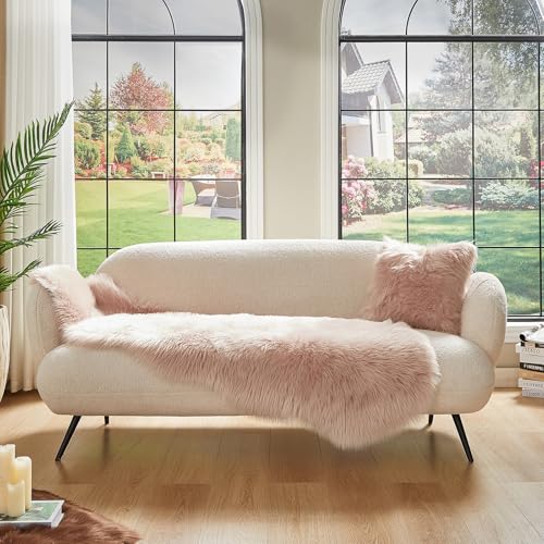 Faux Sheepskin Rug (2' x 6' (Sheepskin) / Pink)