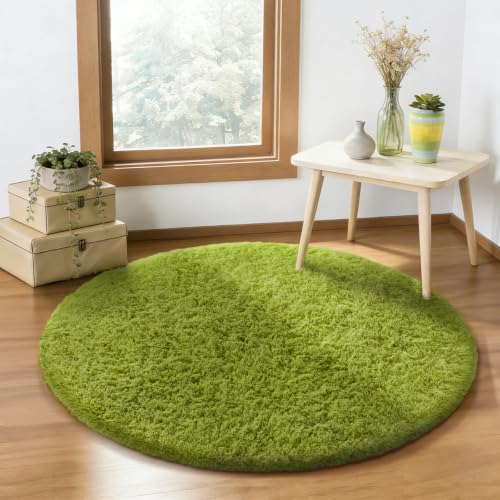 Round Rug 4Ft Green Circle Area Rug (7- Green / 4' (Round))