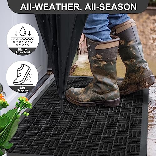 Front Door Mat Outdoor Entrance (Onyx Black / 3' x 5'2" (Rectangular))