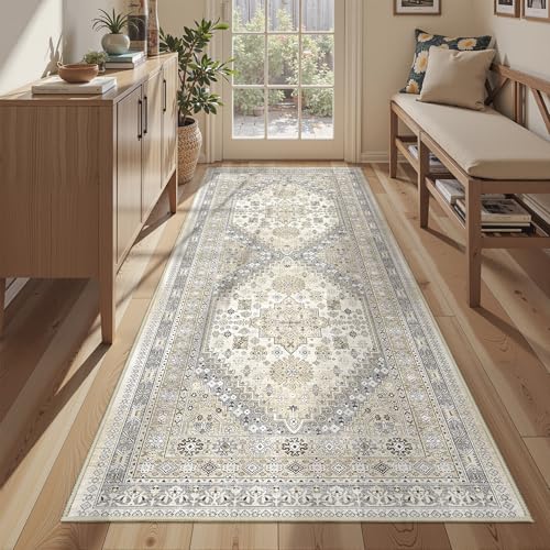 3x8 Runner Rug Non Slip Washable Rugs for Entryway (Beige / 3' x 8' (Runner))