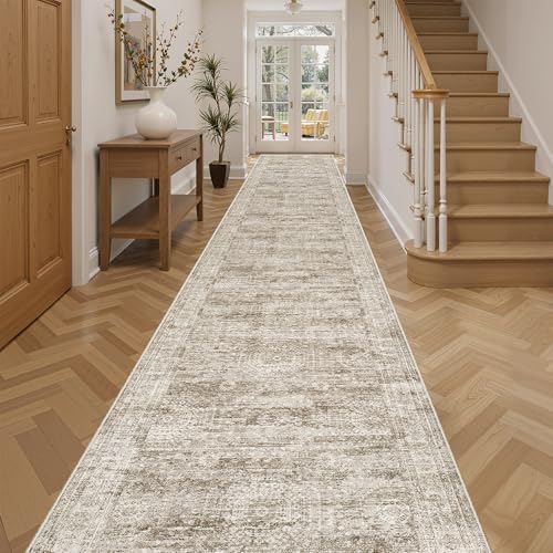 Washable 3x14 Hallway Runner Rug Non (Brown / 3' x 14' (Runner))