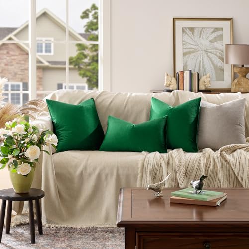 Green Pillow Covers 12x20 Decorative Pillows Pack of 2 (Forest Green / 20" x 12" (Pack of 2))