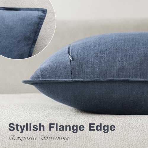 Linen Solid Decorative Throw Pillow Covers 26x26 Inch Dark Blue (26" x 26" (Pack of 2) / Blue Ashes)