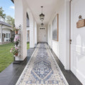 2'6 x 16' Runner Rug Non Slip (Blue/Beige / 2'6" x 16' (Runner))