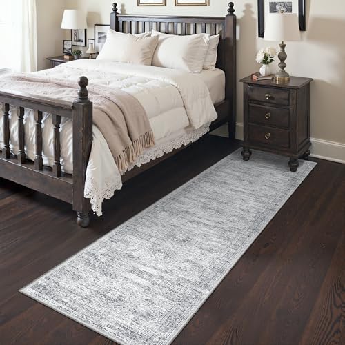 2x8 Runner Rug Non Slip (Grey/Ivory / 2' x 8' (Runner))