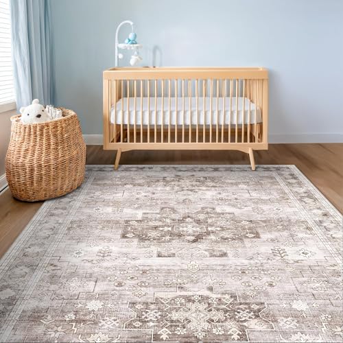 Washable Neutral Farmhouse Large Entryway Rug (3' x 6' (Rectangular) / Latte / Beige)