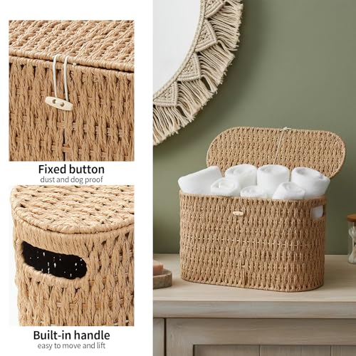 Toilet Paper Storage Basket with Lid (Natural)
