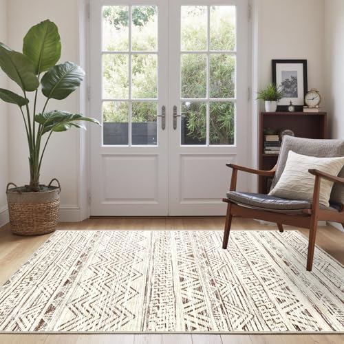3x5 Area Rug Washable Moroccan (Beige / 3' x 5')