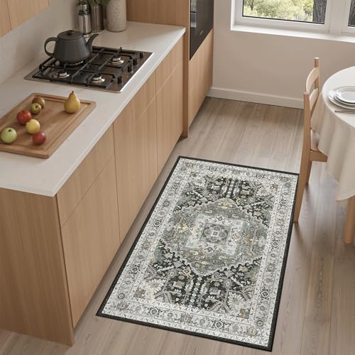 Washable Area Rug 2x3 Small Entryway Rugs (Grey Green/Black Olive / 2' x 3' (Rectangular))