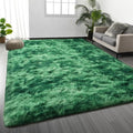 Large Shag Area Rugs 5 x 8 (Tie-dyed Emerald Green / 5' x 8' (Rectangular))