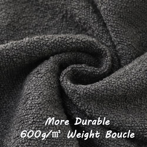 Pack of 2 Boucle Textured Throw Pillow Covers 24x24 Inch (Dark Grey / 24" x 24" (Pack of 2))