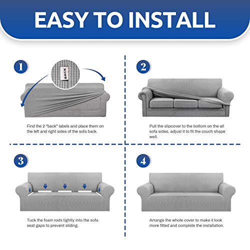 Stretch Oversized Couch Covers for Sofa Slipcover (Silver / X-Large)