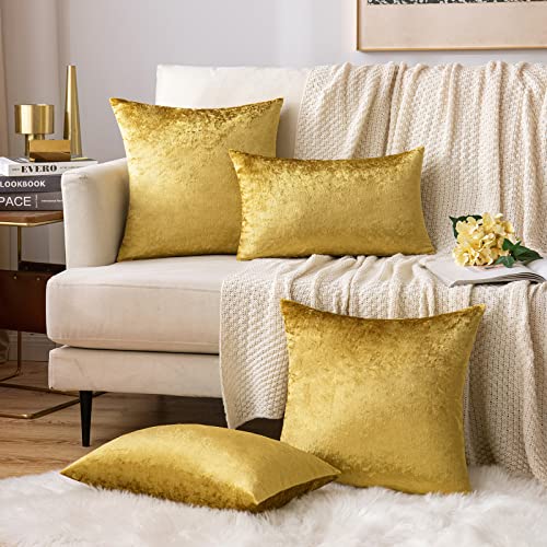 12x20 Inch Lumbar Velvet Throw Pillow Covers Golden (20" x 12" (Pack of 2) / Golden)