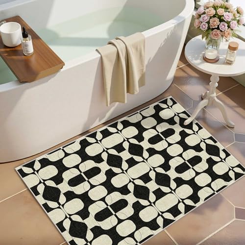 2x3 Entryway Rug Small Vintage Boho Door Mat (Black Beige / 2' x 3' (Rectangular))