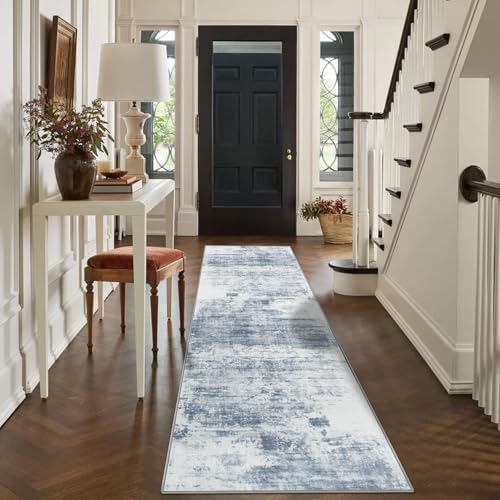 2'6''x8' Runner Rugs Washable Rug (Blue/White / 2'6" x 8' (Runner))