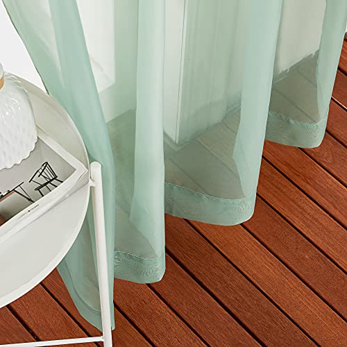 Sage Green Sheer 120 inch Long Curtains Voile Textured (Sage Green / 54"W x 120"L (Pack of 2))