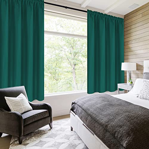 Blackout Curtains for Bedroom Living Room 42 x 63 Inch Long 2 Panels (Hunter Green / 42"W x 63"L (Pack of 2))