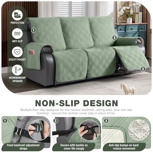 100% Waterproof Recliner Sofa Cover (Sage Green / 3 Seater Standard)