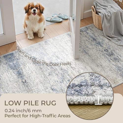 2x8 Runner Rug Non Slip (Blue/Brown/Ivory / 2' x 8' (Runner))
