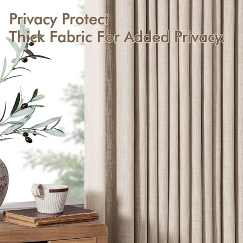 Pinch Pleated Thick Linen Curtains 84 Inch 2 Panels Burlywood Birch (Burlywood Birch / 40"W x 84"L (Pack of 2))