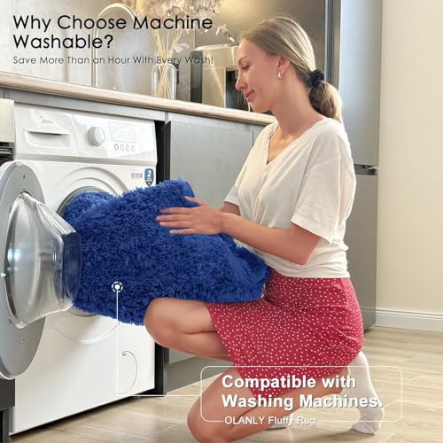 7x8 Machine Washable Large Area Rugs for Living Room (7x8 Ft / Navy Blue)