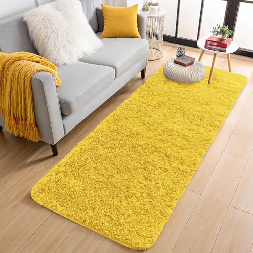 2x4 Machine Washable Runner Rugs for Hallway (2x4 Ft / Yellow)