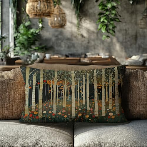 Rustic William Morris Inspired Autumn Forest Decor Pillow Covers 12x20 (Forest-orange 09 / 20" x 12" (Pack of 1))