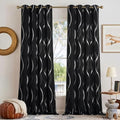 Black Out Grommet Pattern Curtain Panels 84 inches Long (1 - Black / 52"W x 84"L (Pack of 2))