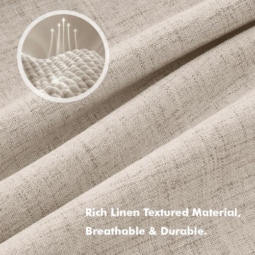 100% Blackout Linen Curtains for Bedroom 42 x 72 Inch Taupe 2 Panels (Taupe / 42"W x 72"L (Pack of 2))