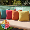 Pack of 4 Decorative Outdoor Throw Pillow Covers Linen Waterproof Pillow Covers Summer Farmhouse Cushion Cases for Patio Garden Tent Balcony Couch Sofa 16x16 Inch Red (16" x 16" (Pack of 4) / Red/Turquoise)