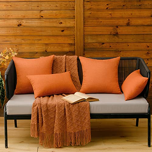 Decorative Outdoor Pillow Covers Fall 12x12 Orange (12" x 12" (Pack of 2) / Orange)