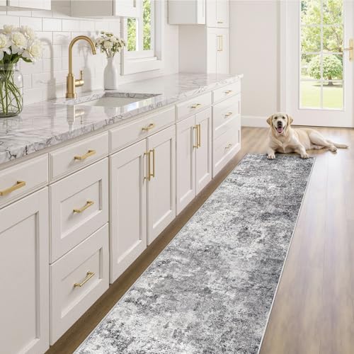2x10 Washable Runner Rug for Hallway (Grey / 2' x 10' (Runner))