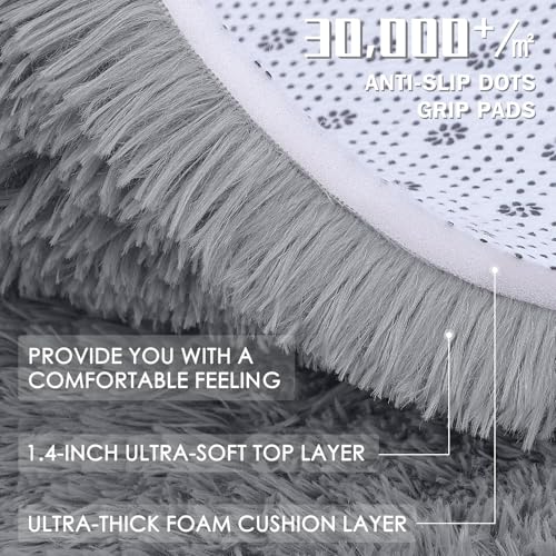 7x10 Machine Washable Large Area Rugs for Living Room (7x10 Ft / Light Grey)