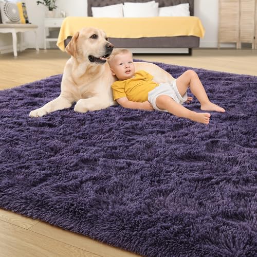 5x8 Area Rugs for Living Room Fluffy Gray Purple Rug for Bedroom (Gray Purple / 5' X 8' (Rectangular))