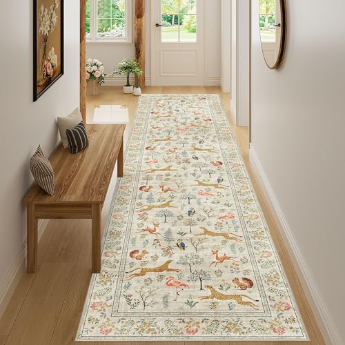 2.6x10 Washable Runner Rug (Beige (Animal) / 2'6" x 10' (Rectangular))