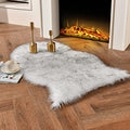 White Black Faux Fur Rug 2x3 ft (White Black / 2' x 3' (Oval))