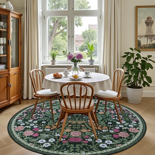Round Area Rug Living Room (Dark Green / 6' (Round))
