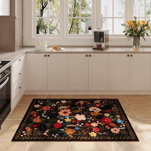 Door Mat 2x3 Area Rug Washable (Black / 2' x 3' (Rectangular))