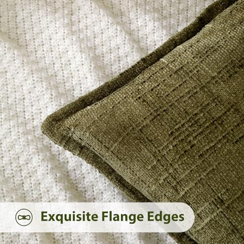 Chenille Throw Pillow Covers 18x18 Inch (Chenille-dusty Green / 18" x 18" (Pack of 2))