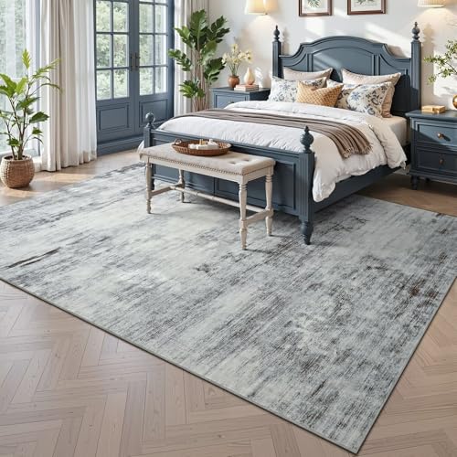 Washable 8x10 Grey Area Rug with Non (Light Neutral Gray / 8' x 10' (Rectangular))