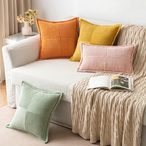 Fall Burnt Orange Decorative Throw Pillow Covers 20x20 Inch 2 Pack (Burnt / 20" x 20" (Pack of 2))
